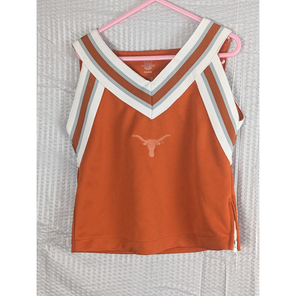 Texas Longhorns Girls Cheerleader Tank Top Orange Side Zip Sara Lynn Togs Sz 6